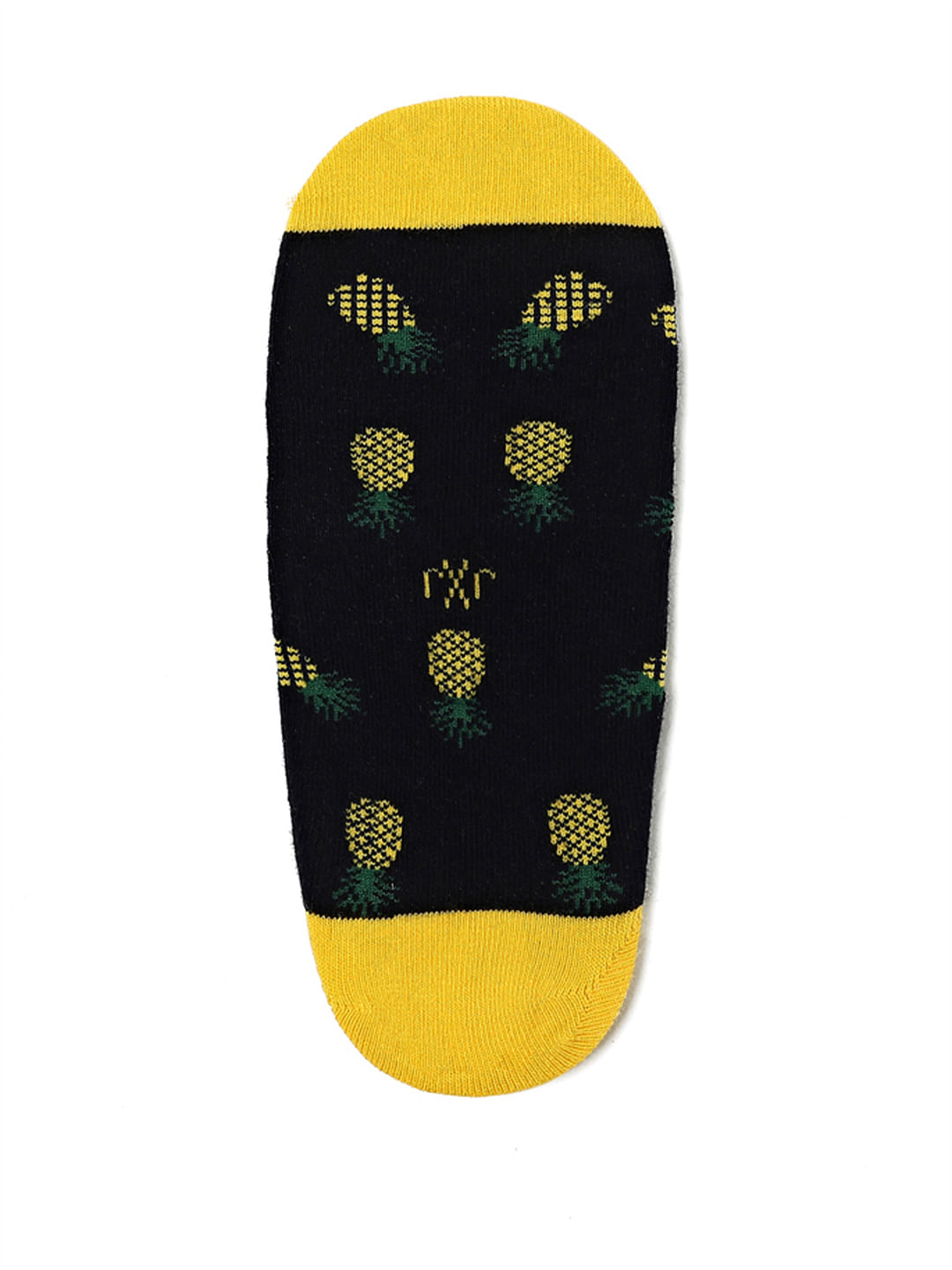 Black Pineapple Print No Show Socks