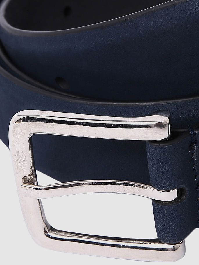 Navy Blue Leather Belt
