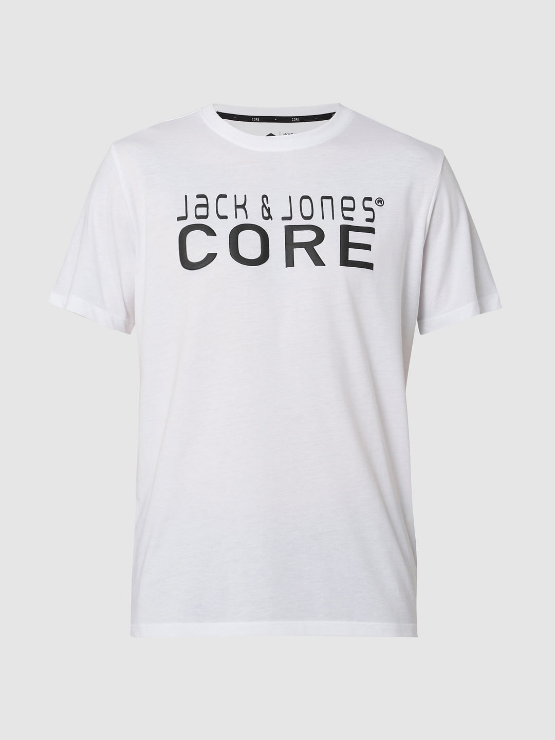 White Logo Print Crew Neck T-Shirt
