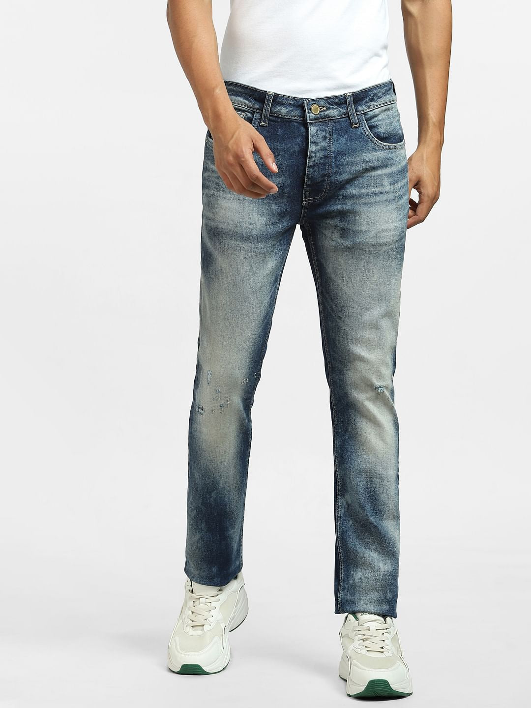 Blue Low Rise Distressed Liam Skinny Jeans
