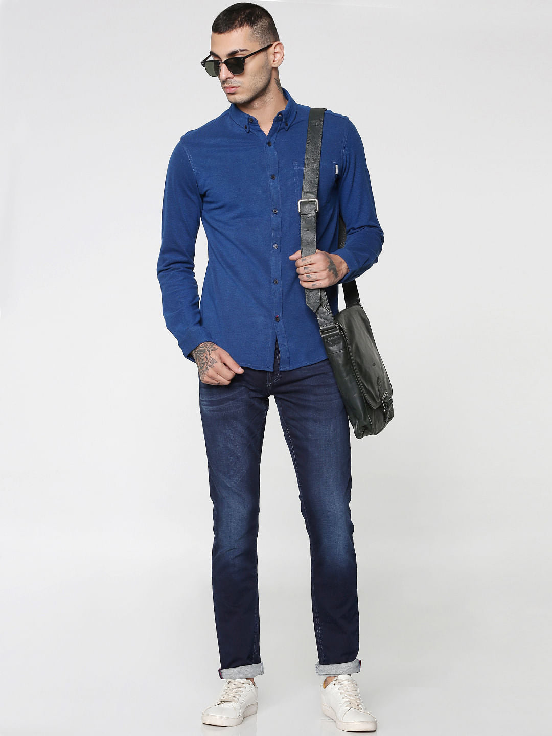 Blue Slim Fit Full Sleeves Shirt
