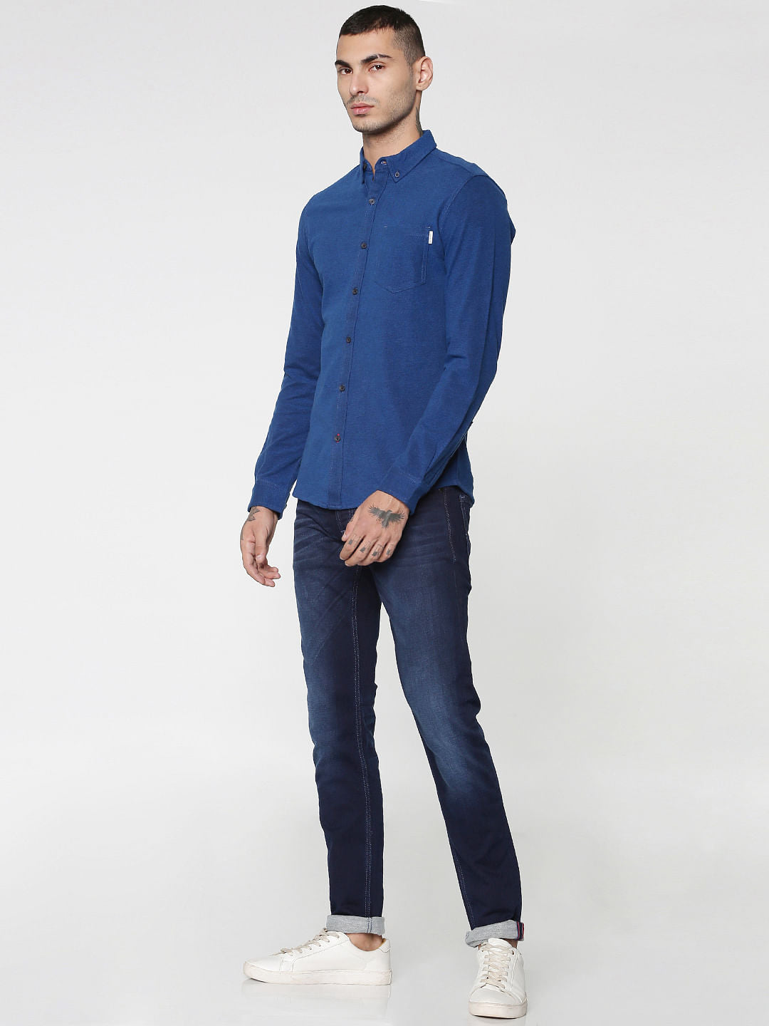 Blue Slim Fit Full Sleeves Shirt