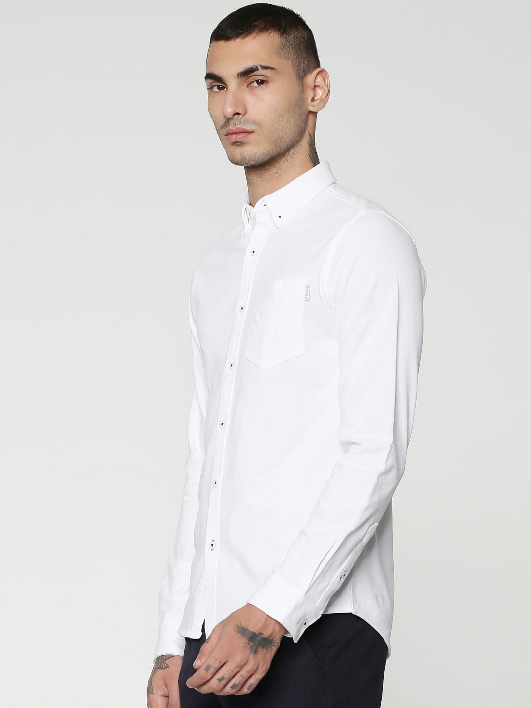 White Slim Fit Full Sleeves Shirt