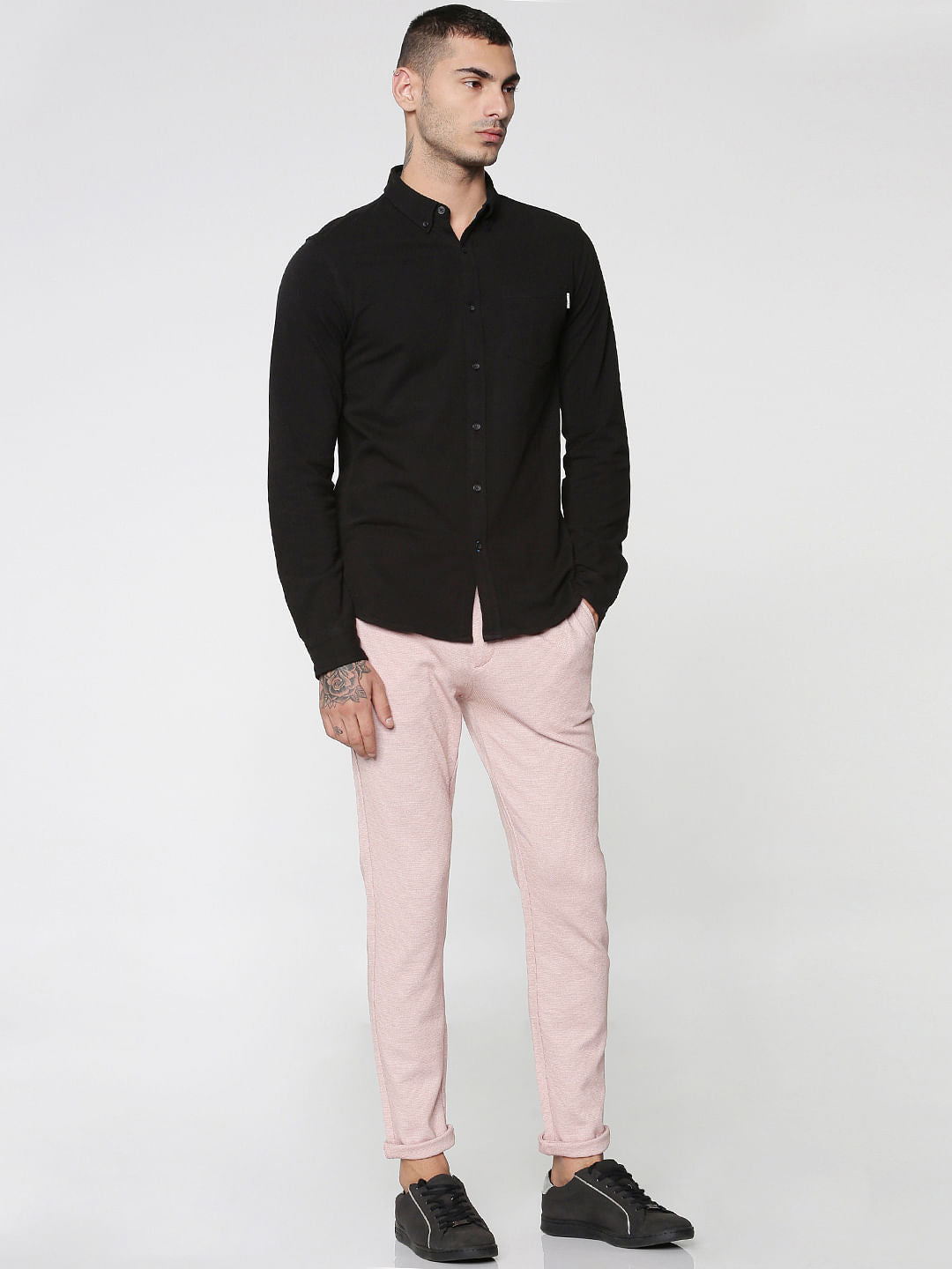 Black Slim Fit Full Sleeves Shirt