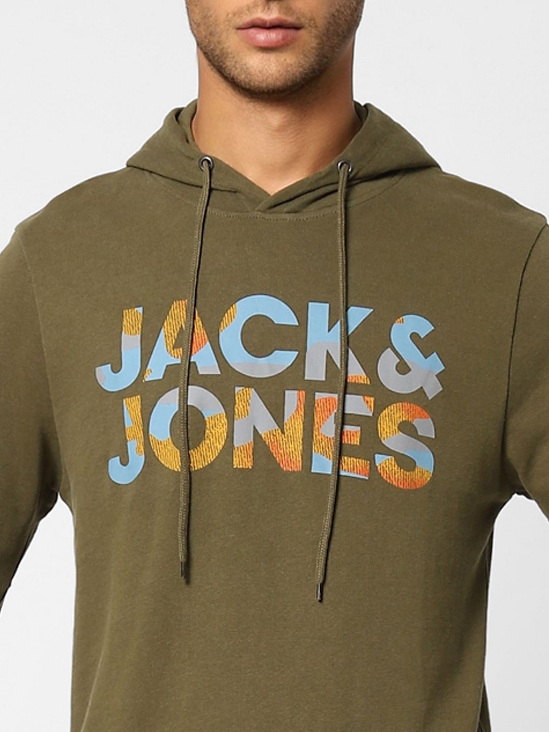 Green Logo Print Hooded Sweatshirt