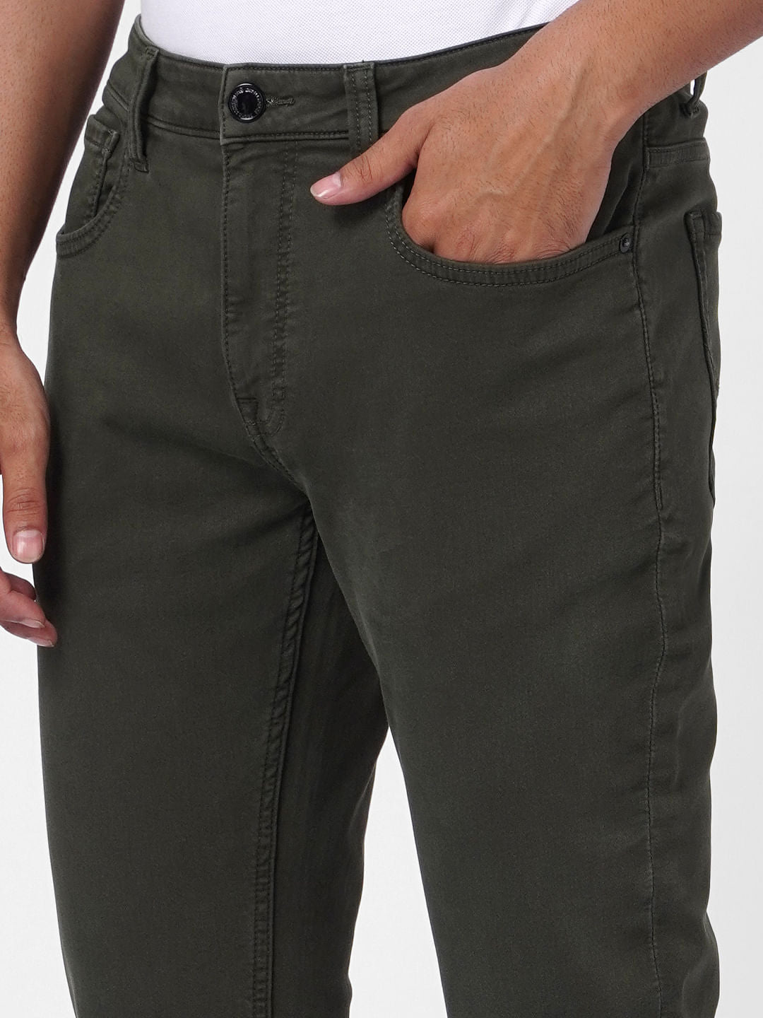 Green Low Rise Chino Pants