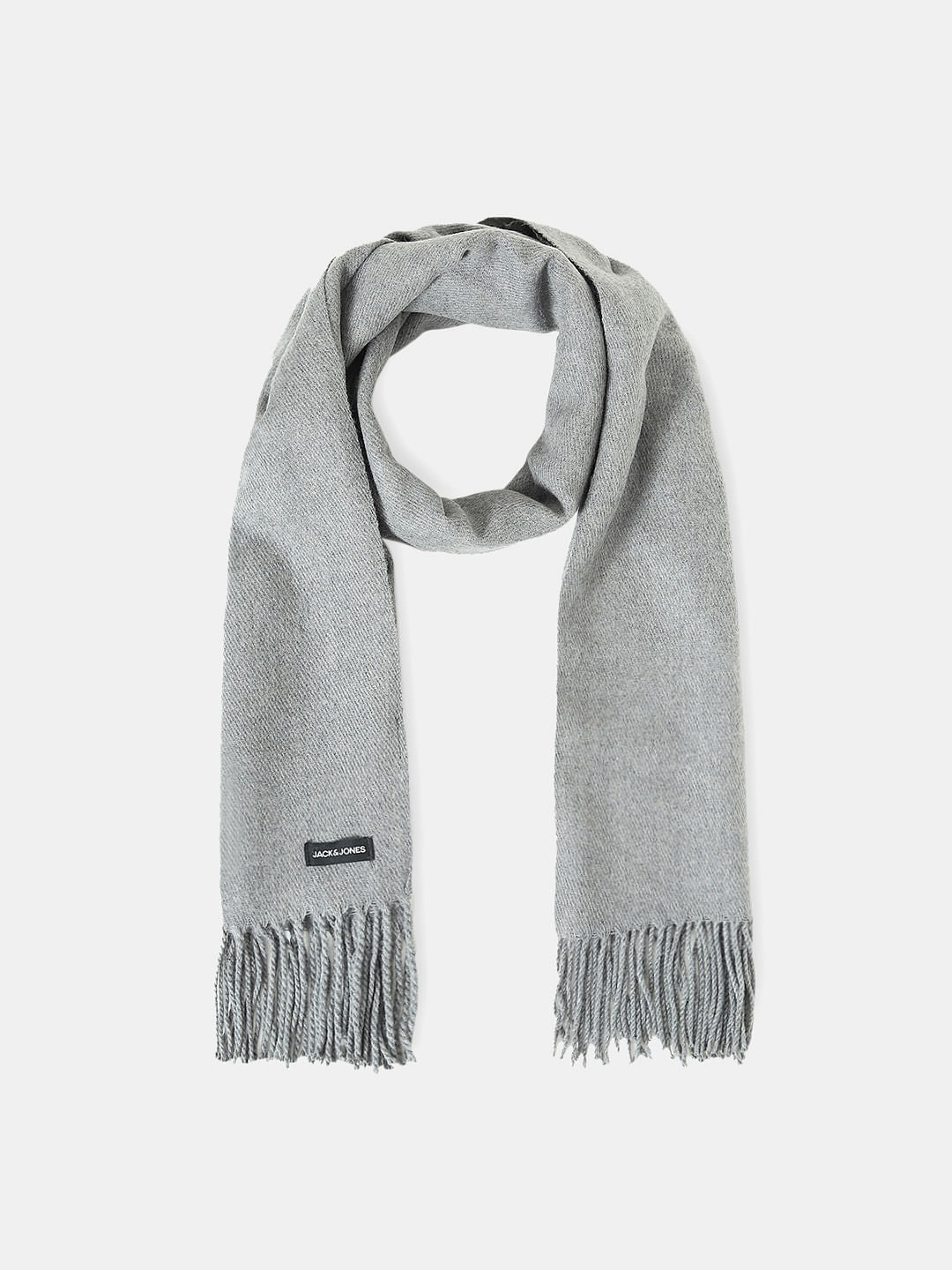 Grey Woven Fringe Detail Scarf