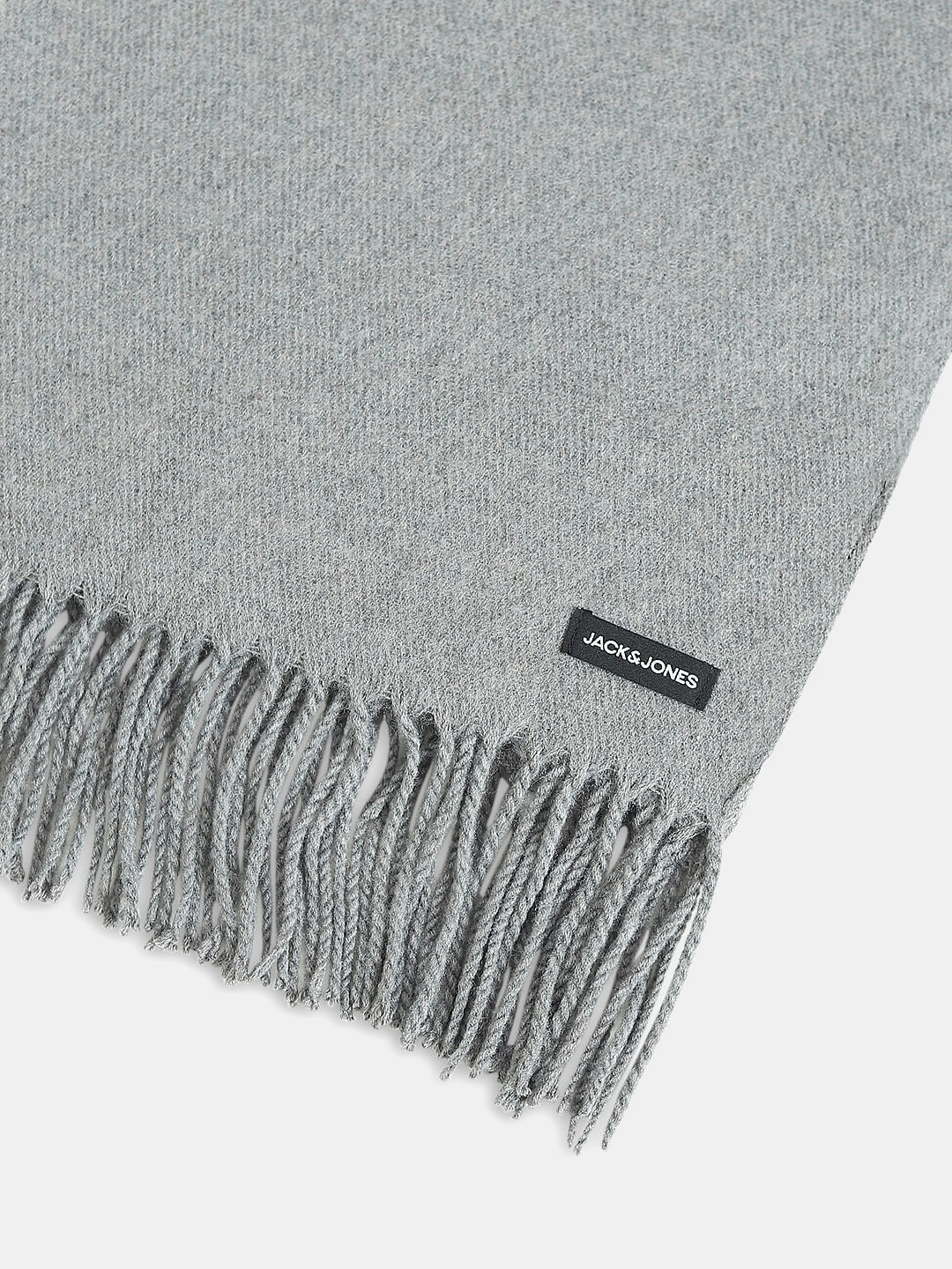 Grey Woven Fringe Detail Scarf