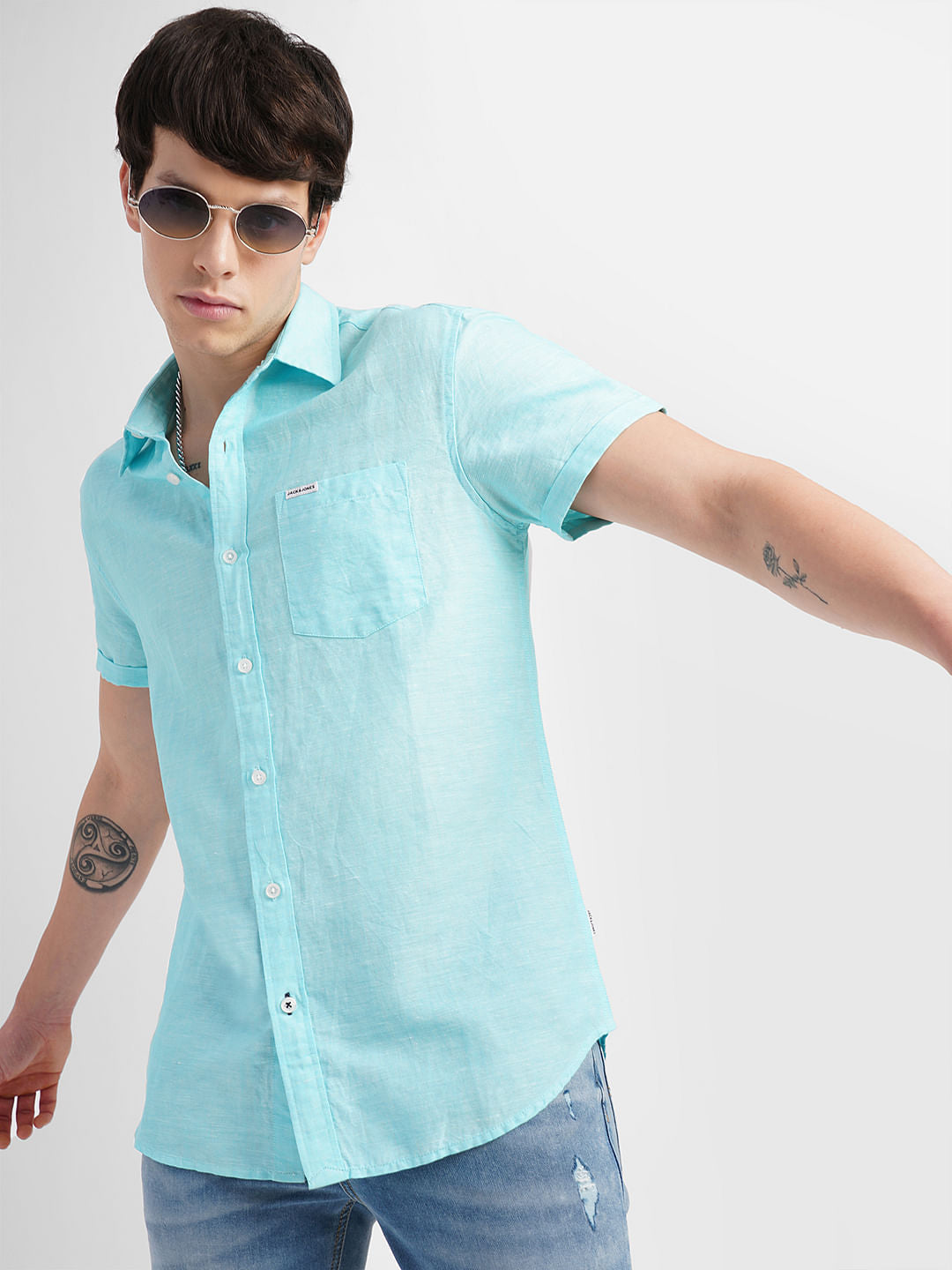 Light Blue Short Sleeves Shirt