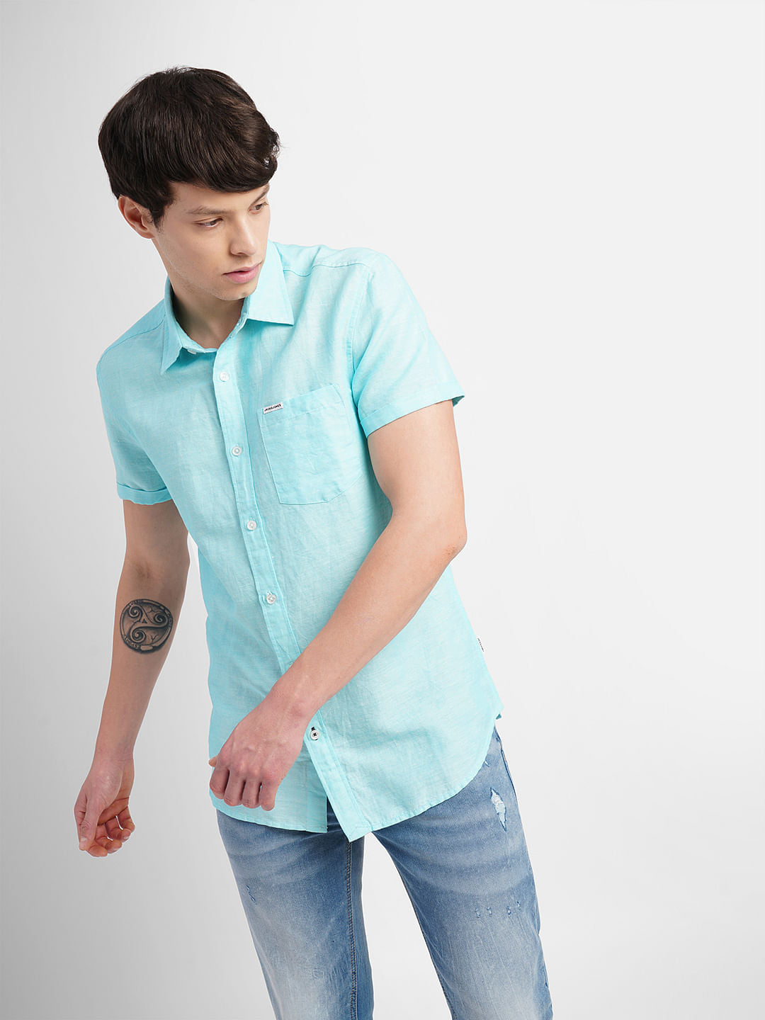Light Blue Short Sleeves Shirt