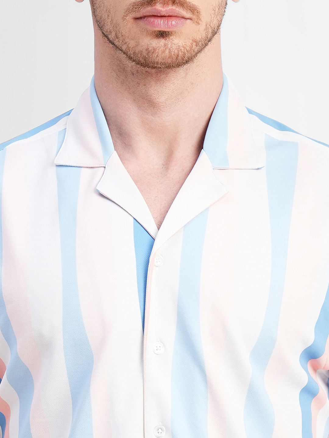 Blue Striped Short Sleeves Shirt