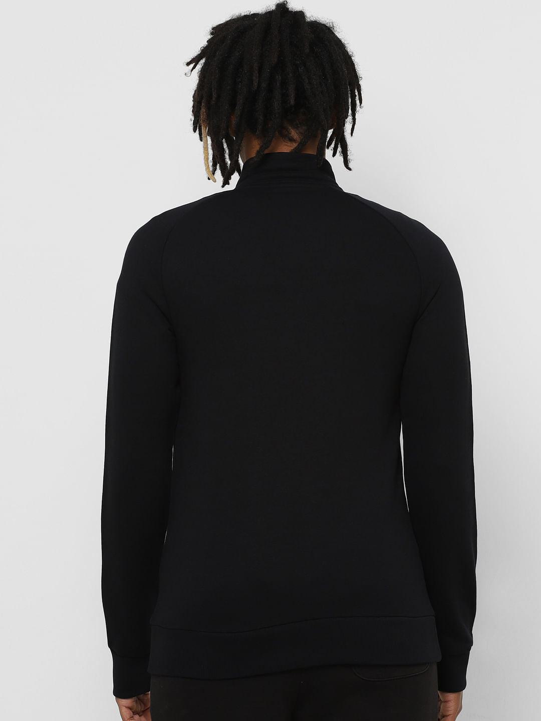Black High Neck Zip Up Sweatshirt