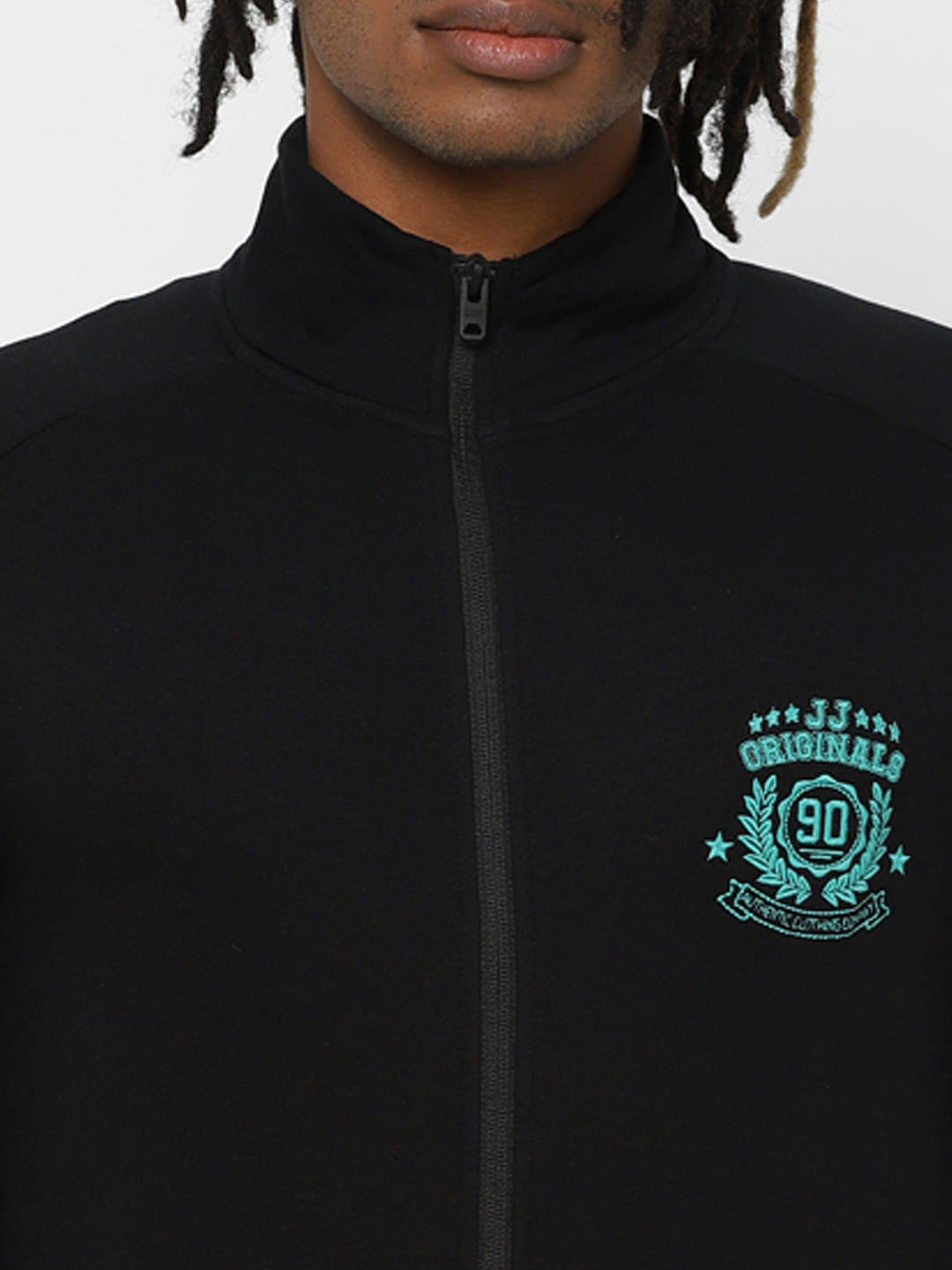 Black High Neck Zip Up Sweatshirt