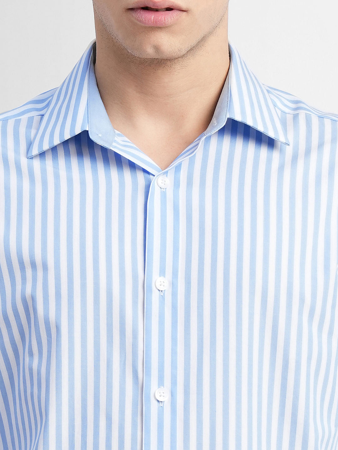 Blue & White Striped Full Sleeves Shirt