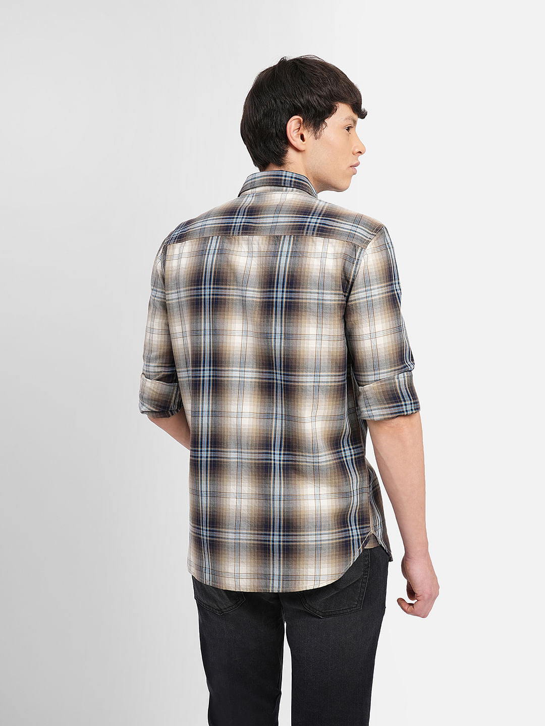 Brown Check Full Sleeves Shirt