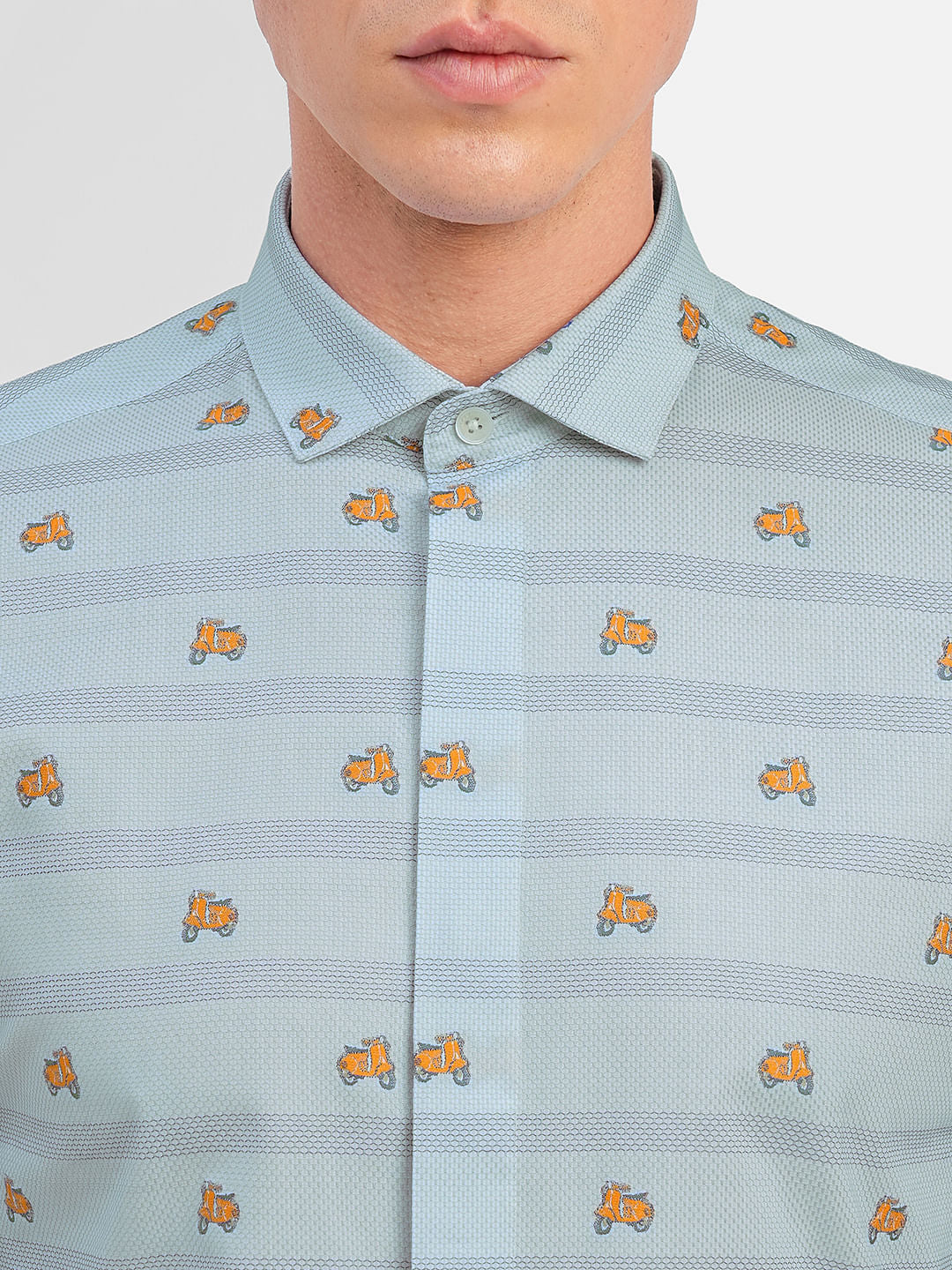 Blue Printed Full Sleeves Shirt