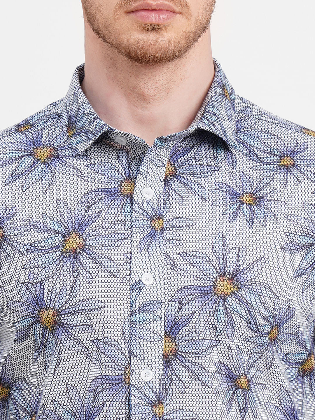 Blue Sunflower Print Full Sleeves Shirt