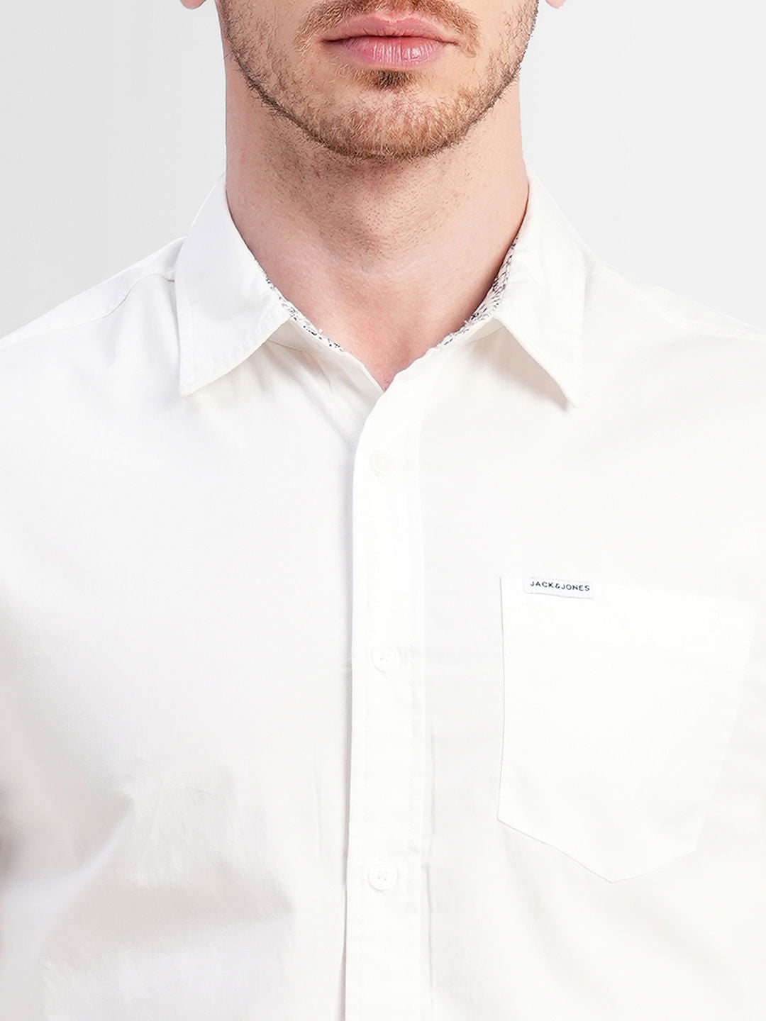 White Logo Print Full Sleeves Shirt