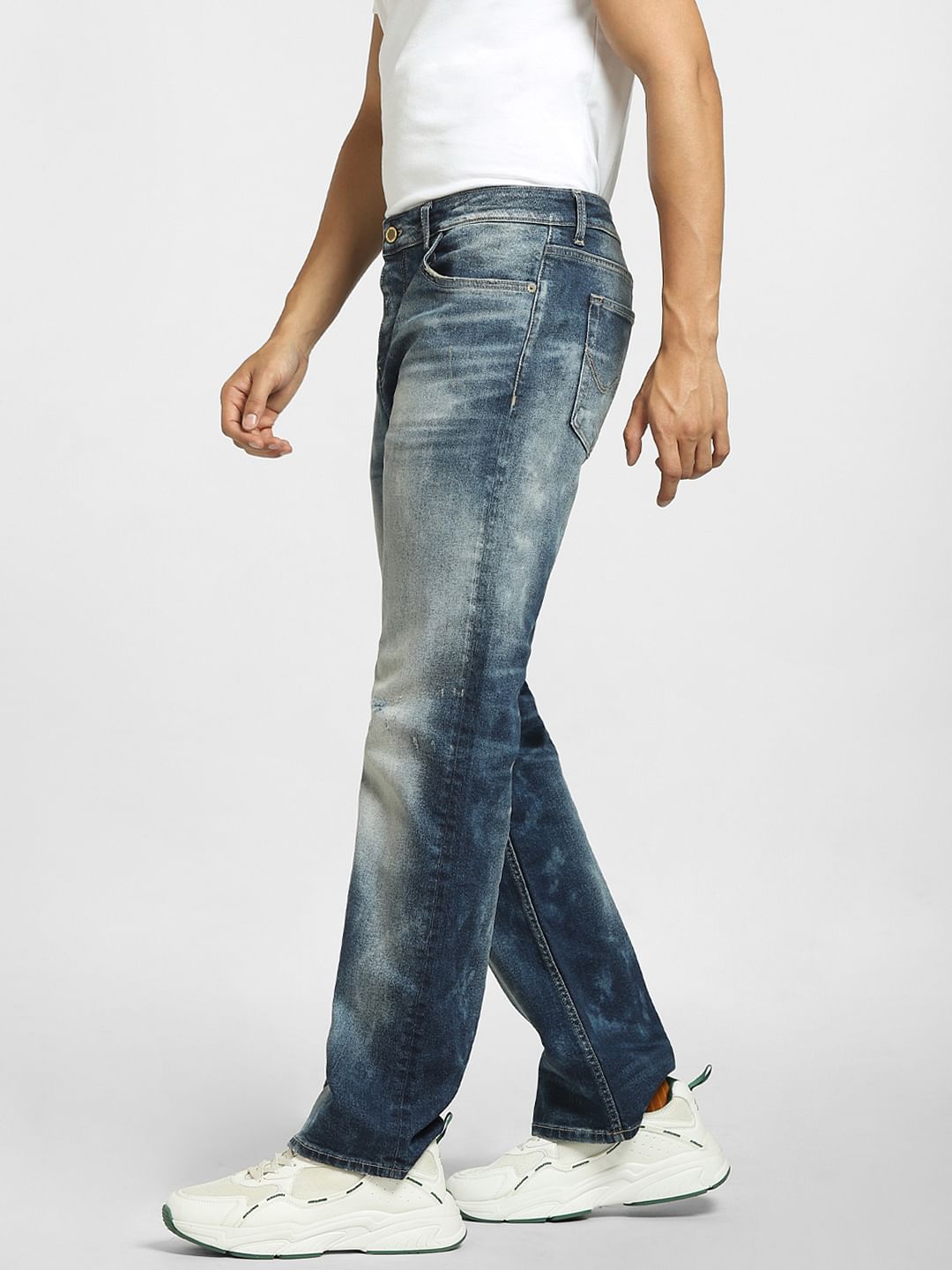 Blue High Rise Washed Bootcut Jeans