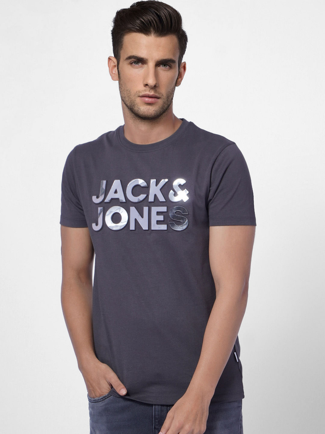 Black Logo Print Crew Neck T-shirt