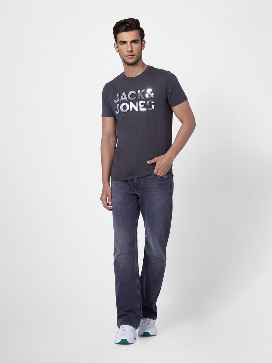 Black Logo Print Crew Neck T-shirt