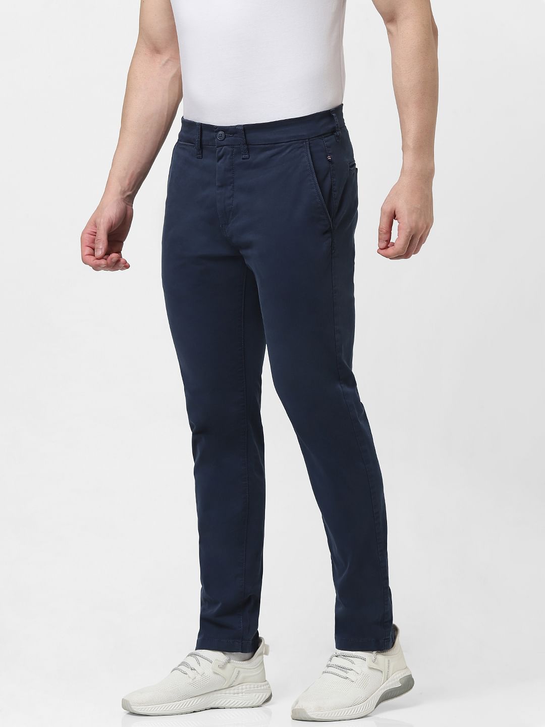 Dark Blue Mid Rise Chinos