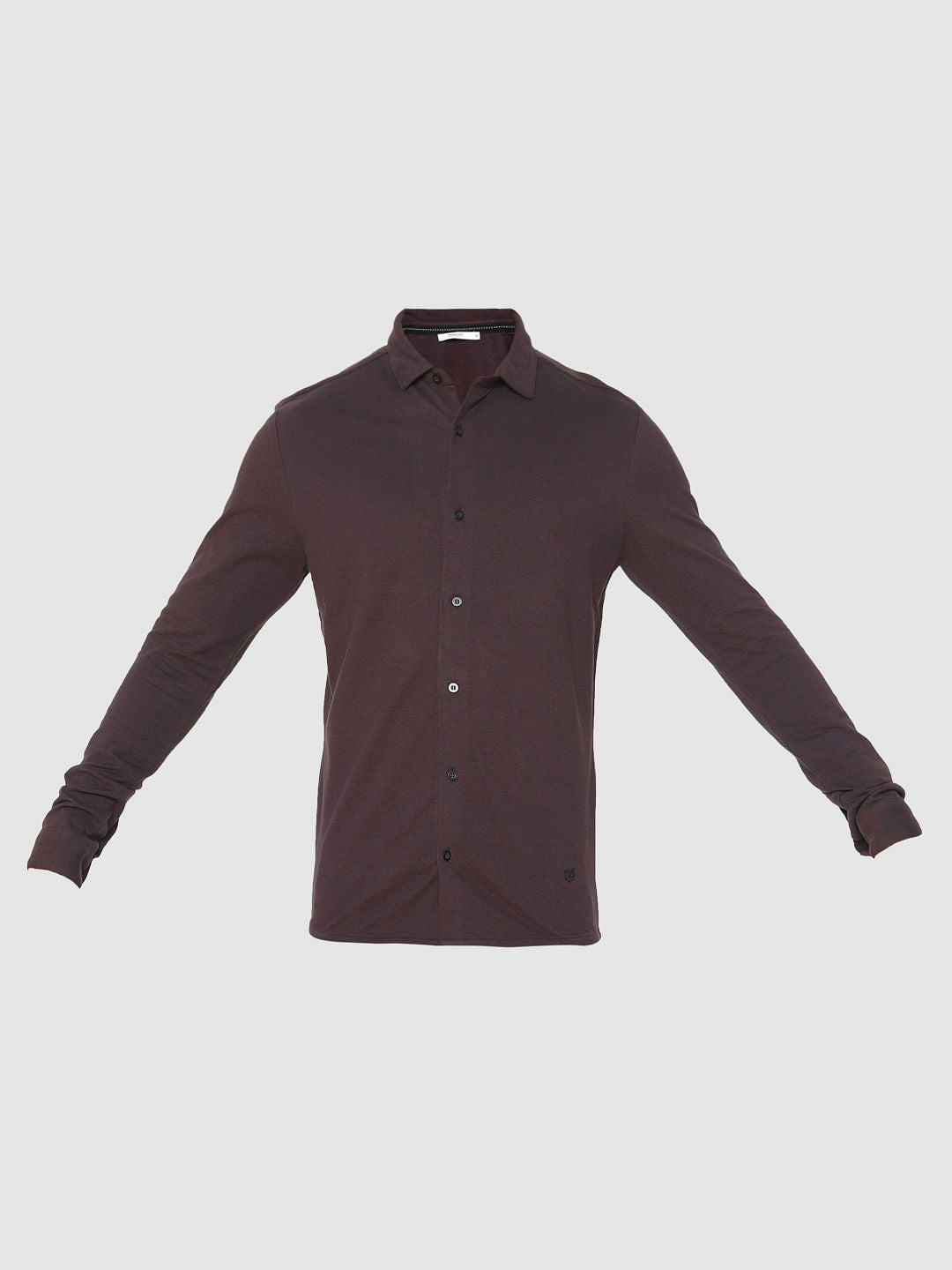 Burgundy Slim Fit Full Sleeves Shirt