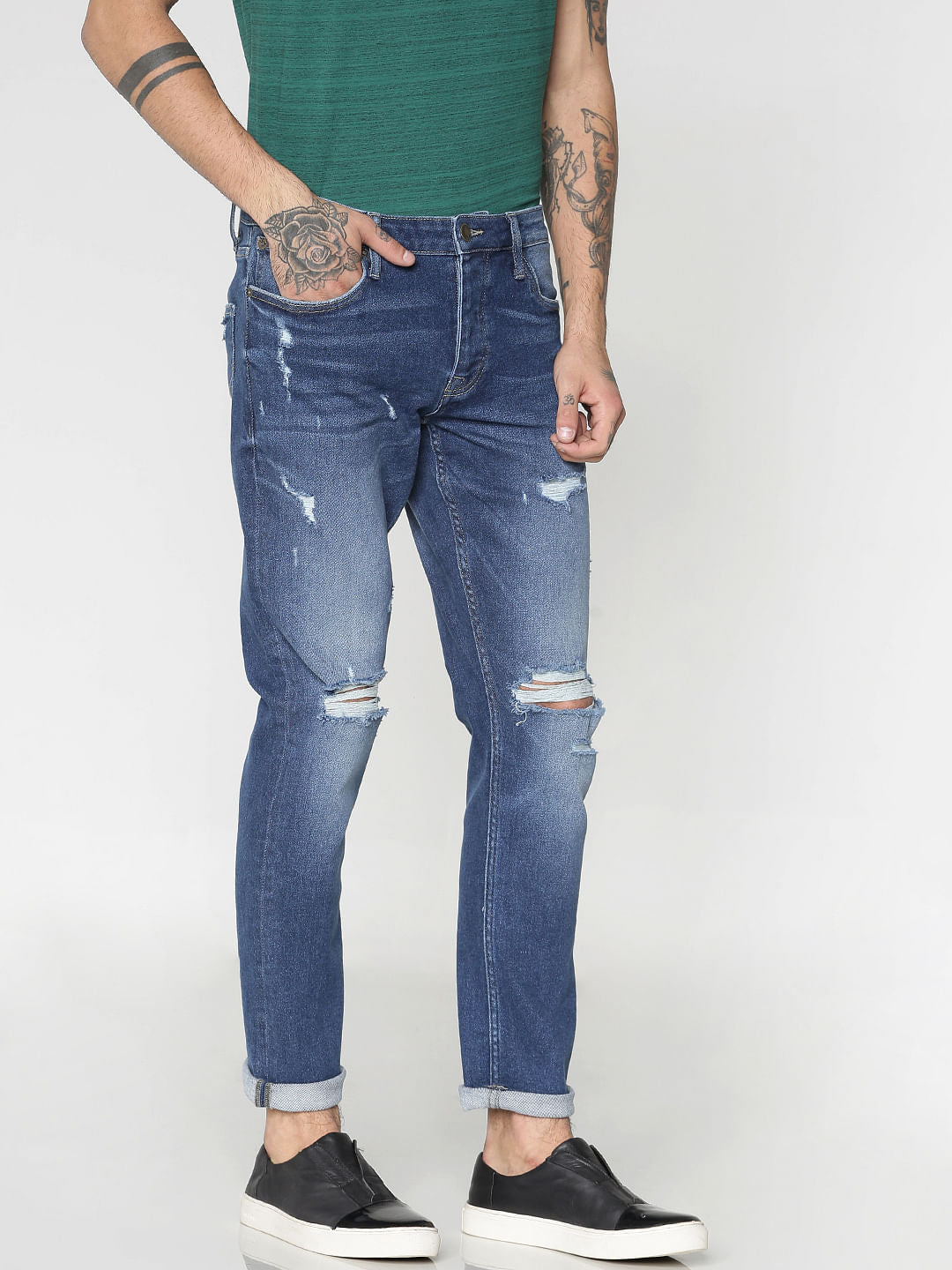 Blue Ripped Glenn Slim Fit Jeans