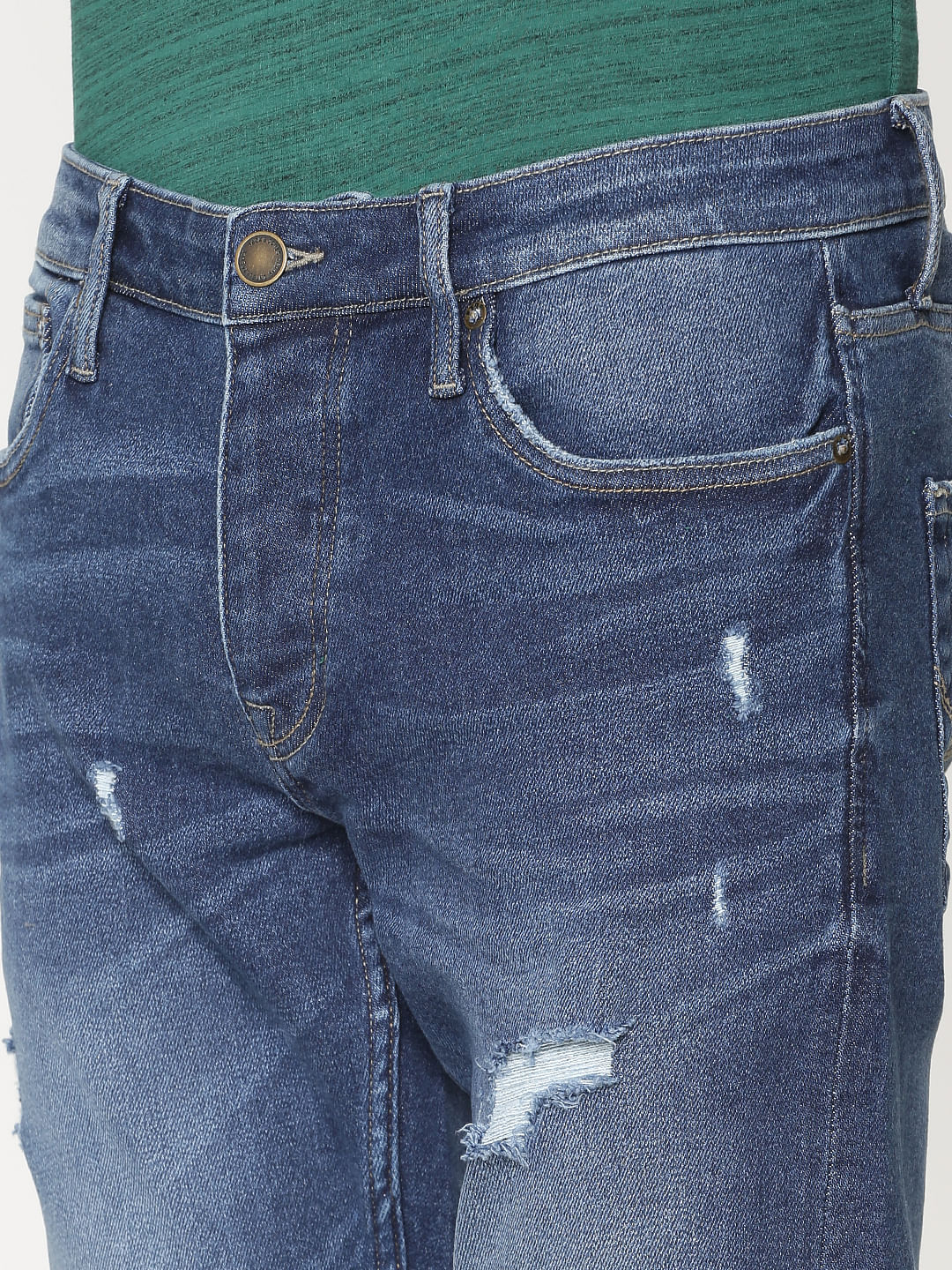 Blue Ripped Glenn Slim Fit Jeans