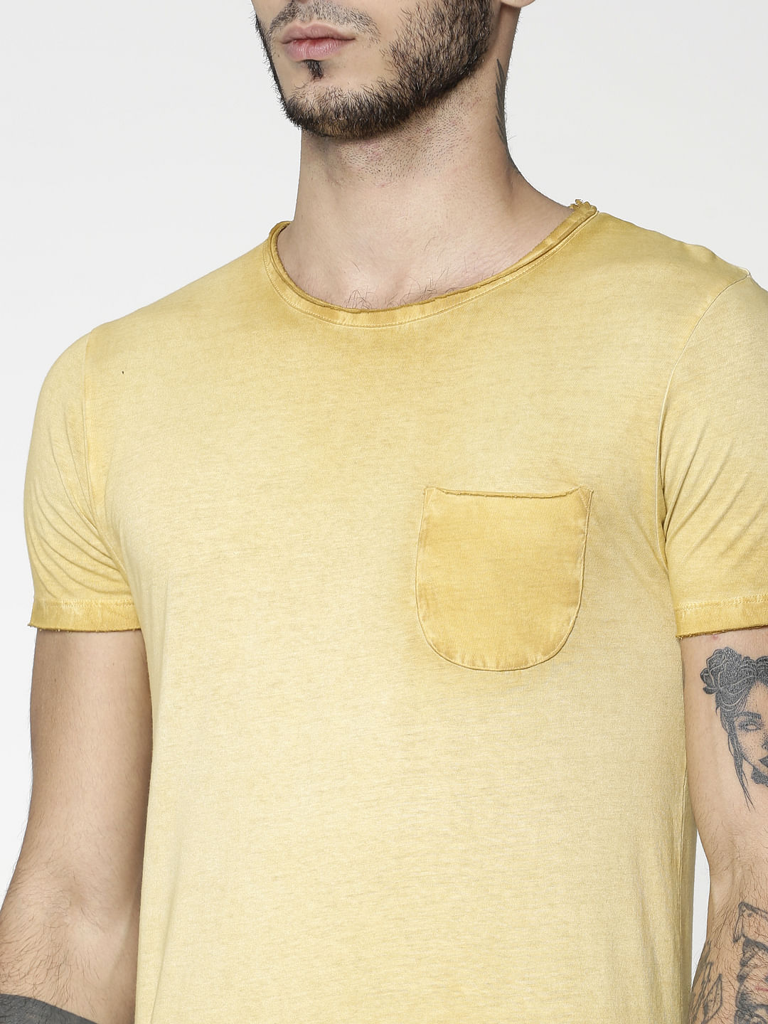 Brown Washed Slim Fit Crew Neck T-Shirt