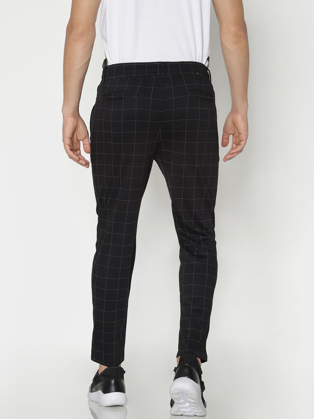 Black Check Drawstring Pants