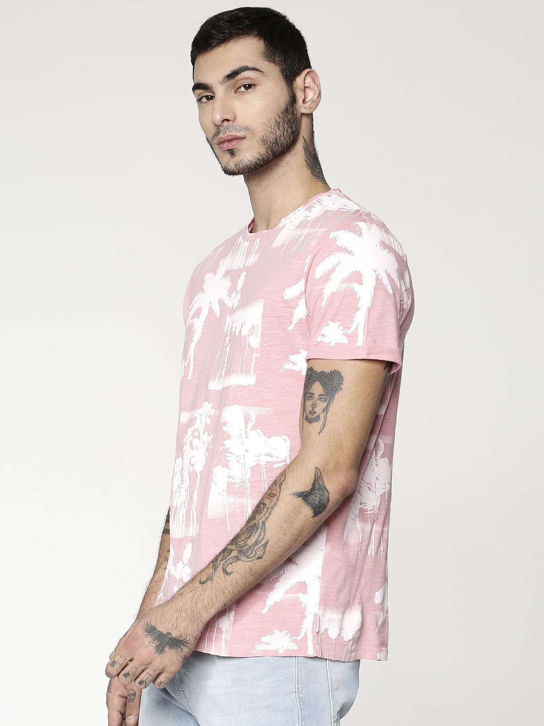 Pink All Over Print Crew Neck T-Shirt