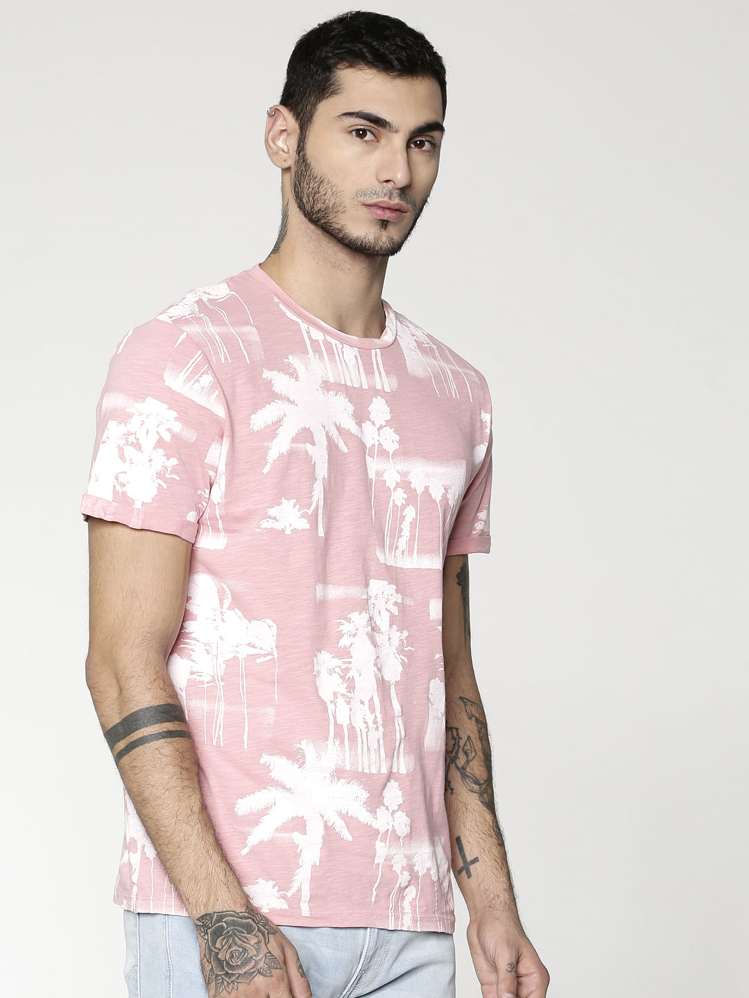 Pink All Over Print Crew Neck T-Shirt