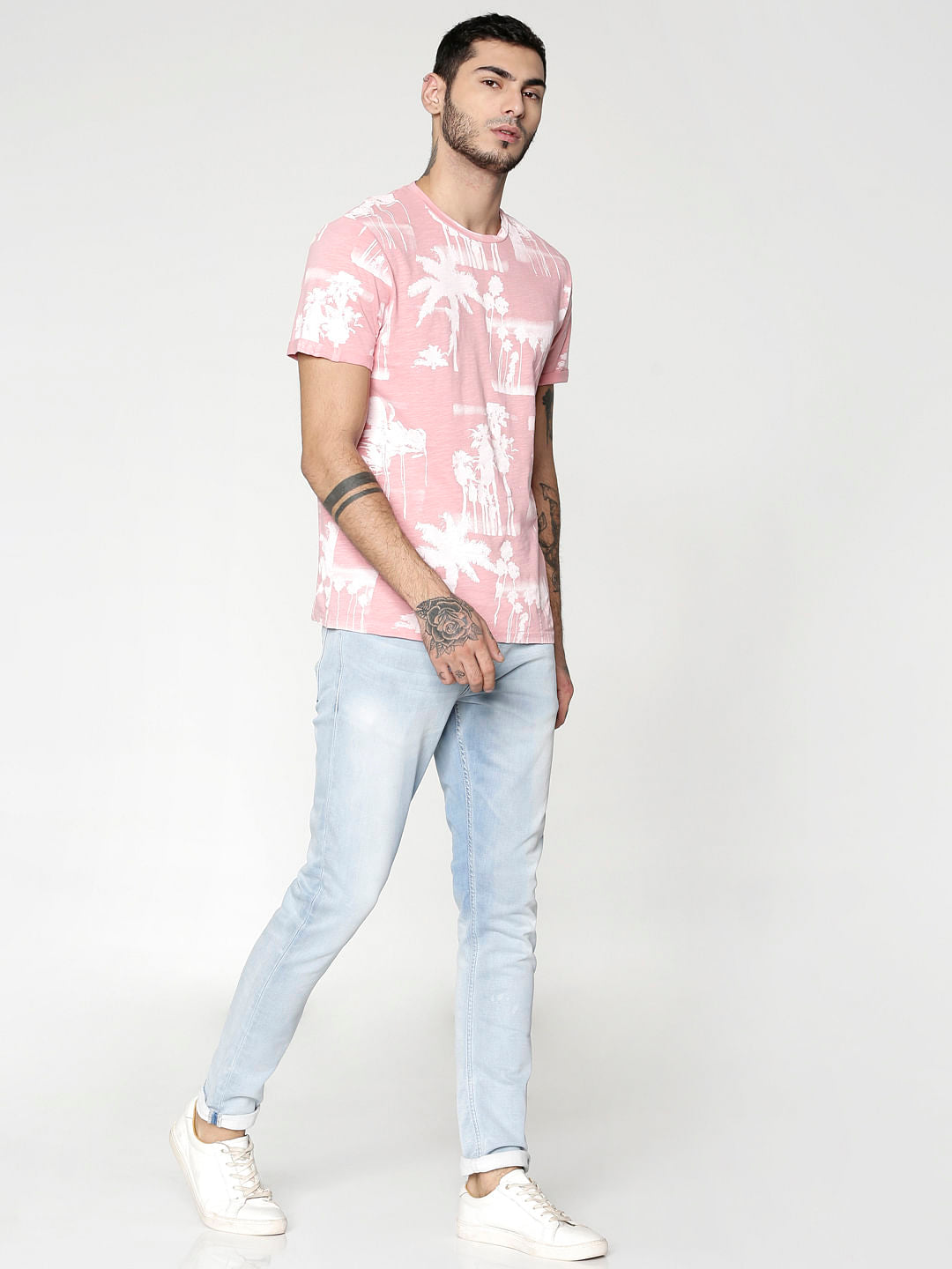 Pink All Over Print Crew Neck T-Shirt