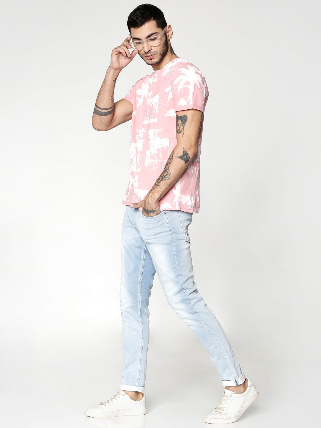 Pink All Over Print Crew Neck T-Shirt