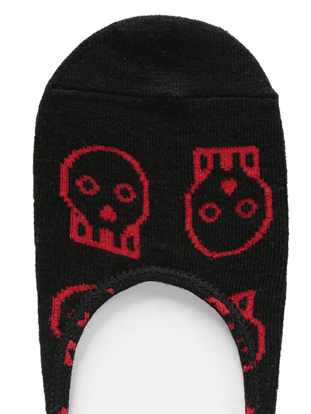 Black Skull Print No Show Socks
