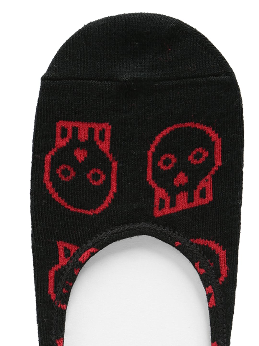 Black Skull Print No Show Socks