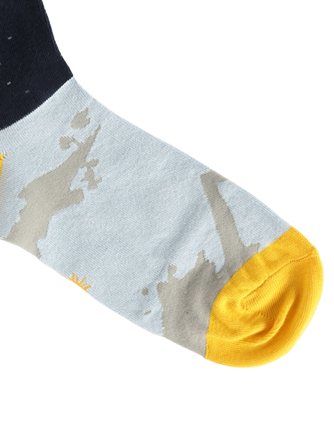 Blue Colourblocked Mid Calf Length Socks