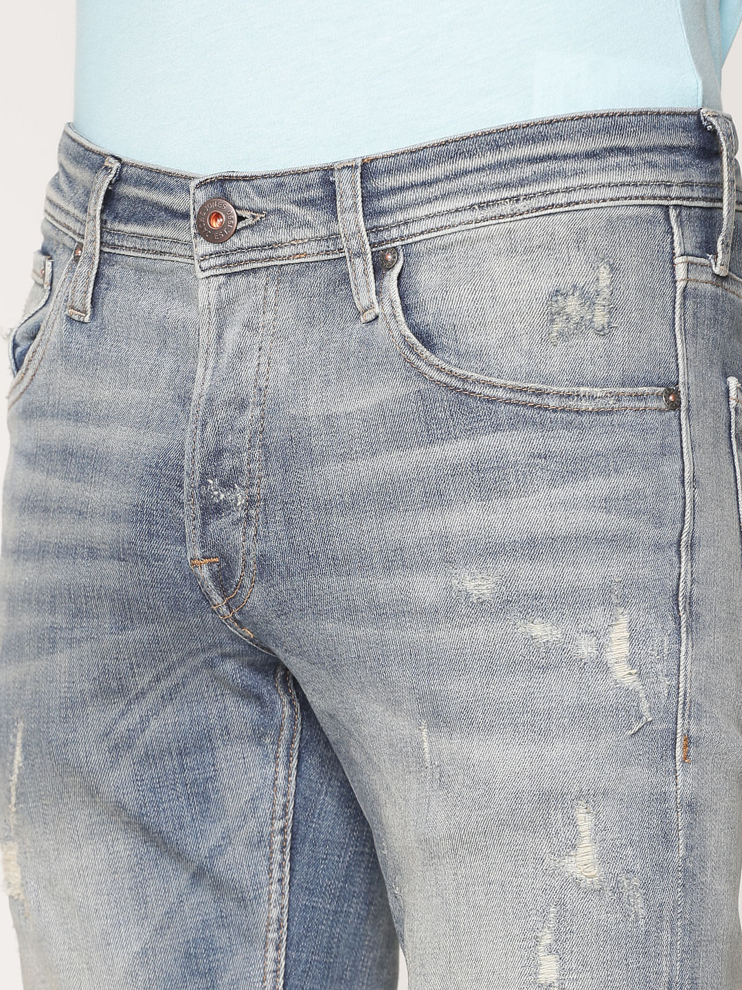 Blue Distressed Glenn Slim Fit Jeans