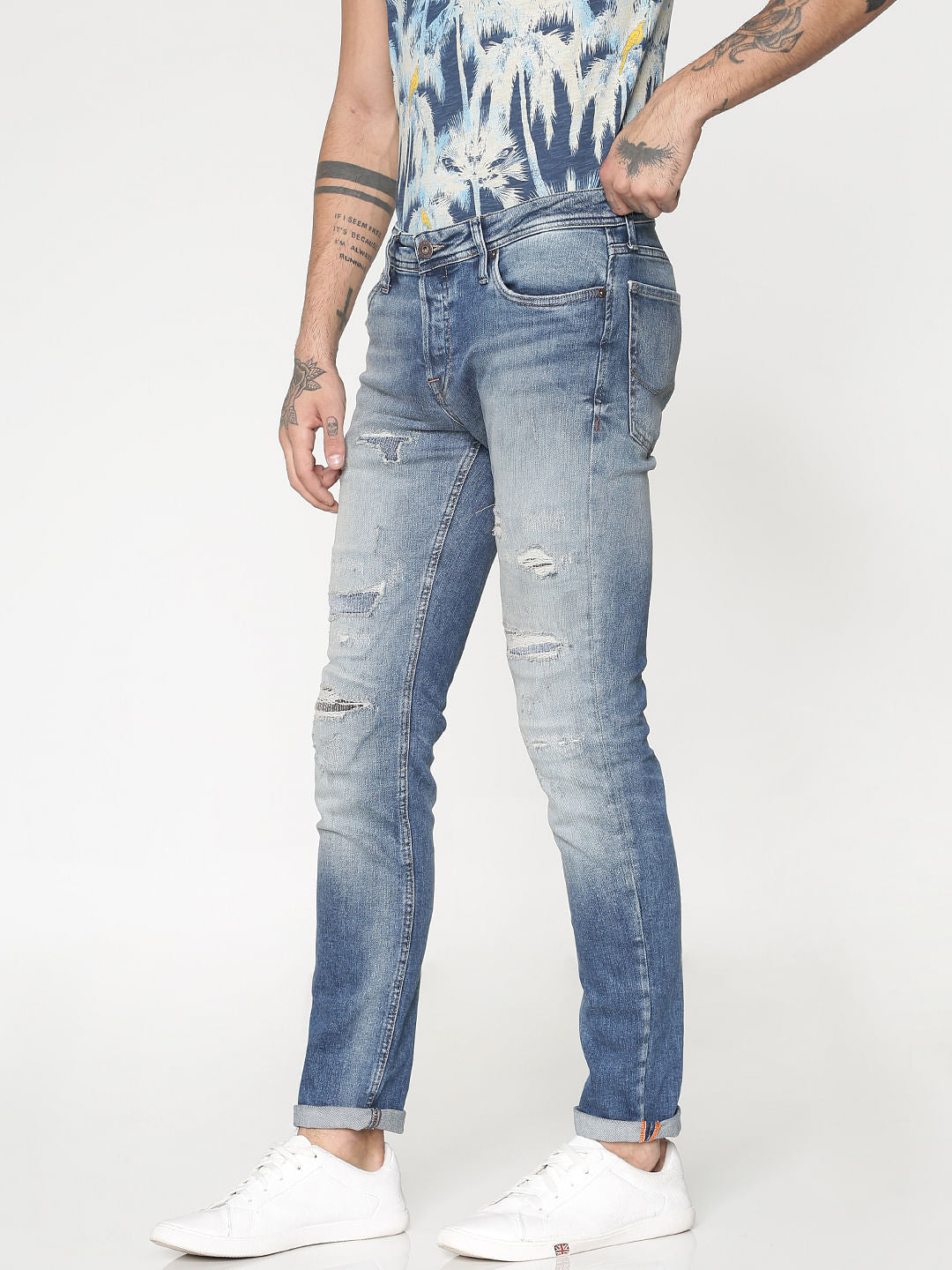 Light Blue Ripped Ben Skinny Fit Jeans