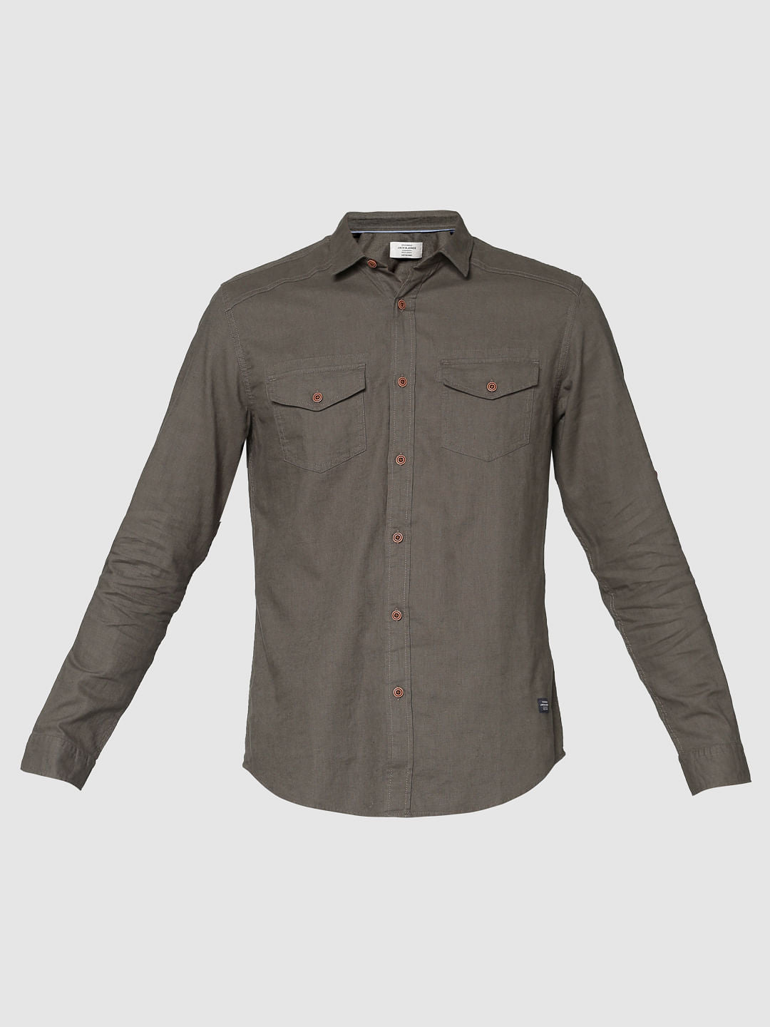 Green Washed Effect Slim Fit Full Sleeves Shirt