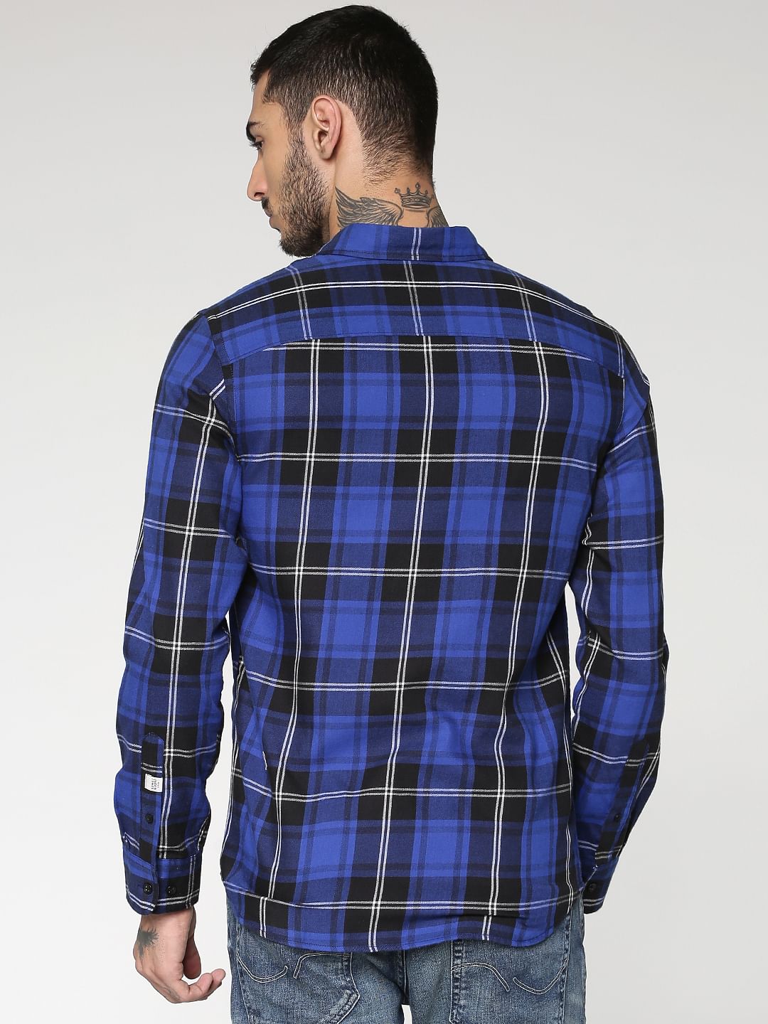 Blue Checks Slim Fit Full Sleeves Shirt