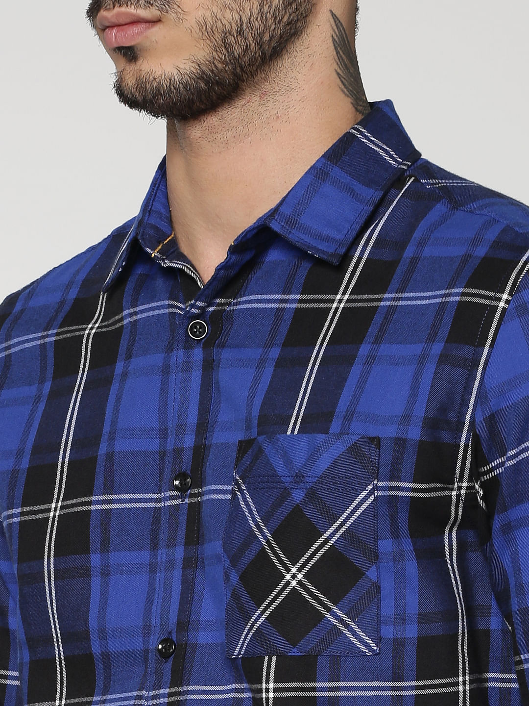 Blue Checks Slim Fit Full Sleeves Shirt