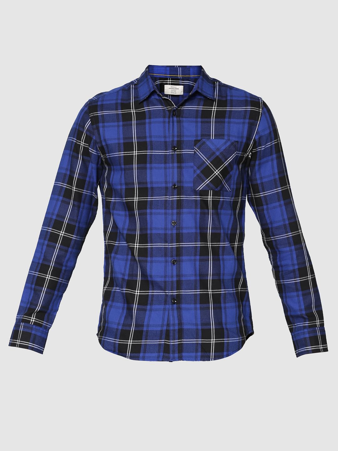 Blue Checks Slim Fit Full Sleeves Shirt
