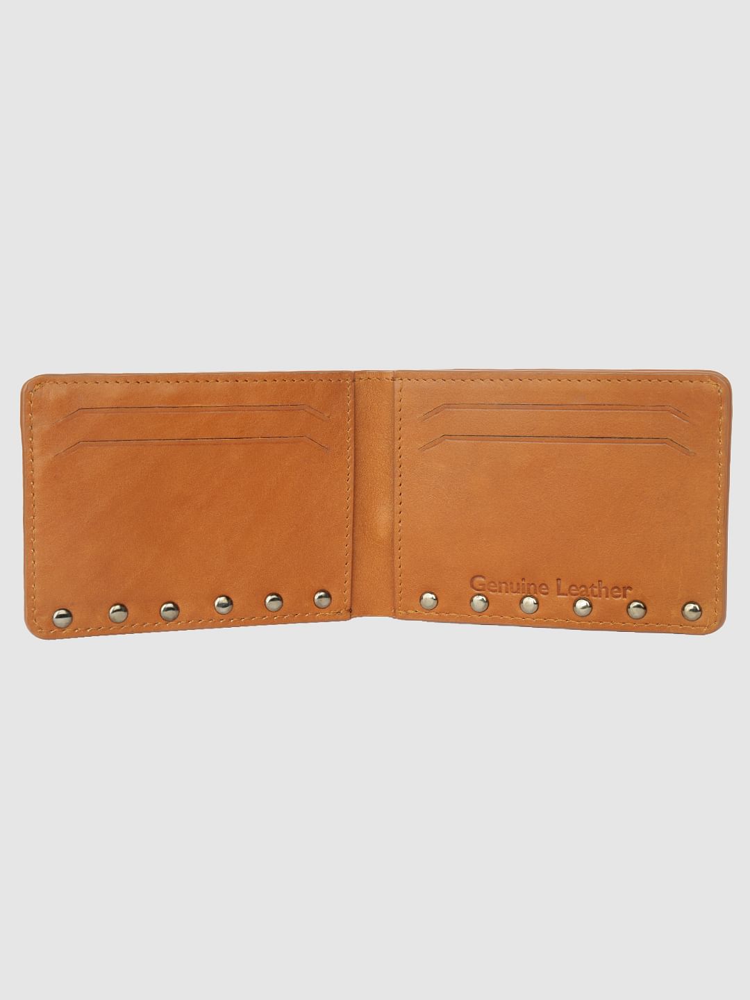 Tan Studded Leather Wallet