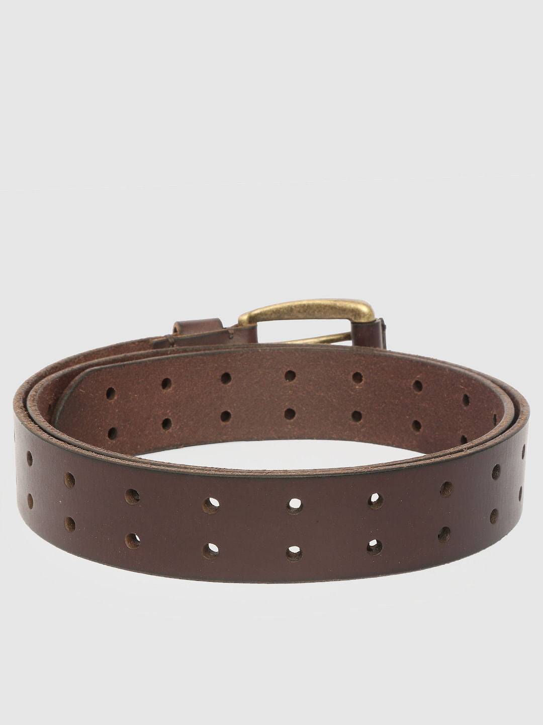 Brown All Over Perforated Leather Belt