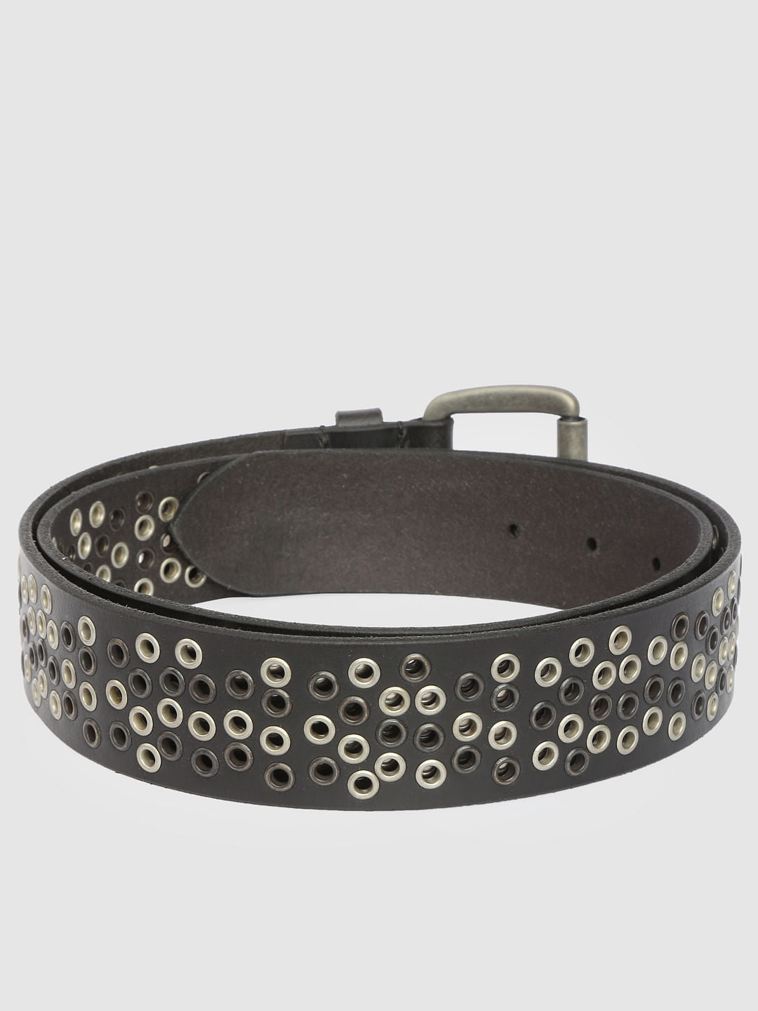 Black All Over Perforated Leather Belt