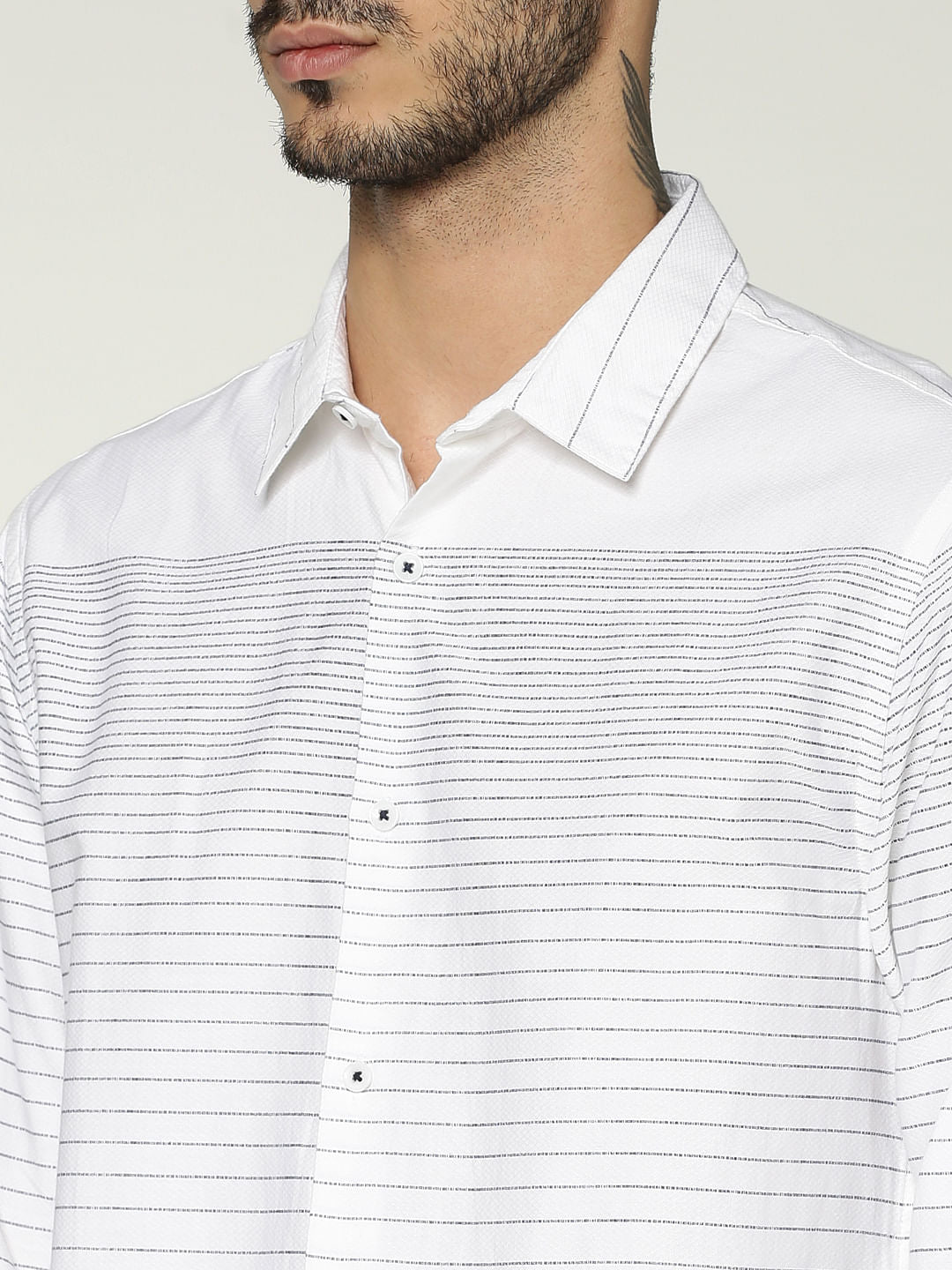White Striped Slim Fit Full Sleeves Shirt