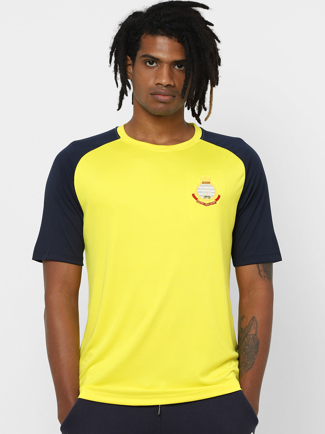 Yellow Colourblocked Crew Neck T-shirt