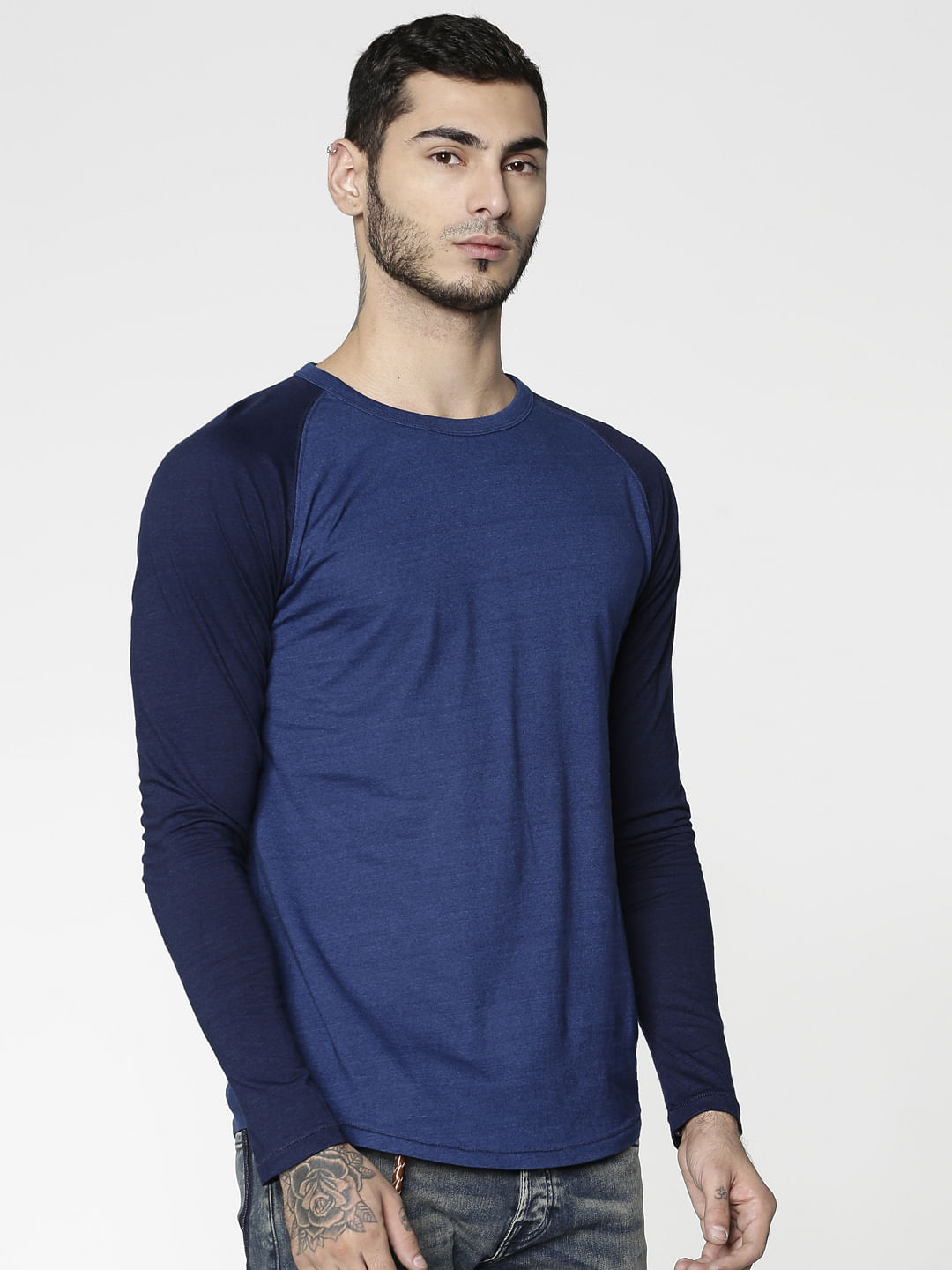 Blue Slim Fit Crew Neck T-Shirt
